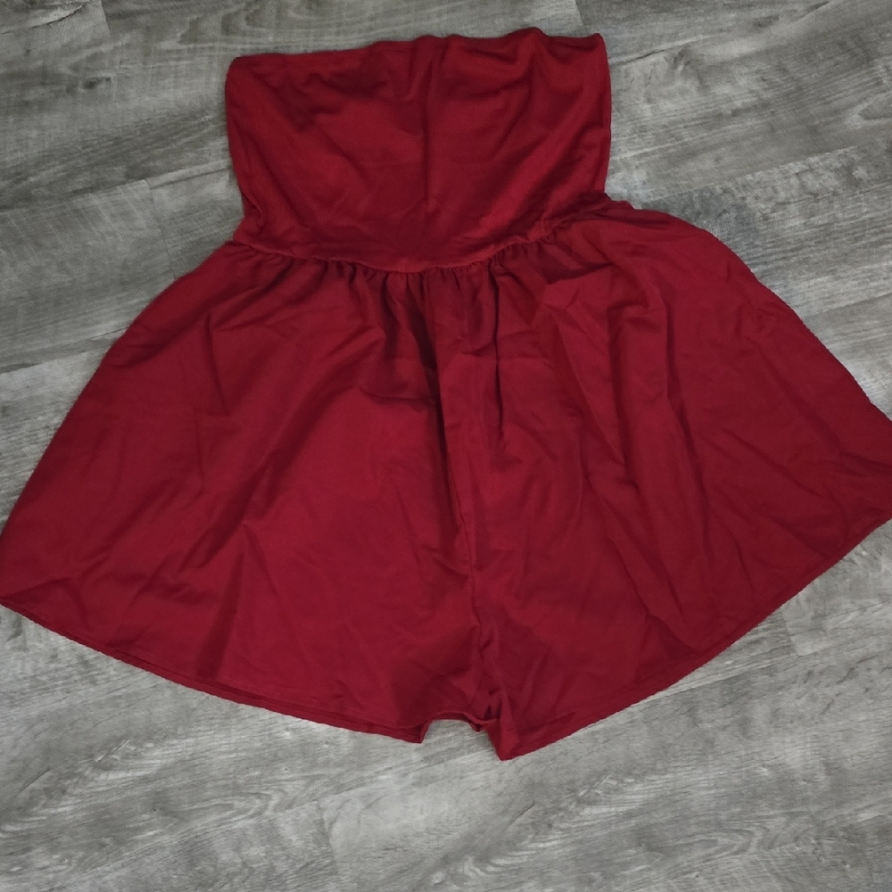 SHEIN Red Strapless Romper